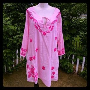 Vyshivanka light cotton Beach cover up tunic shirt